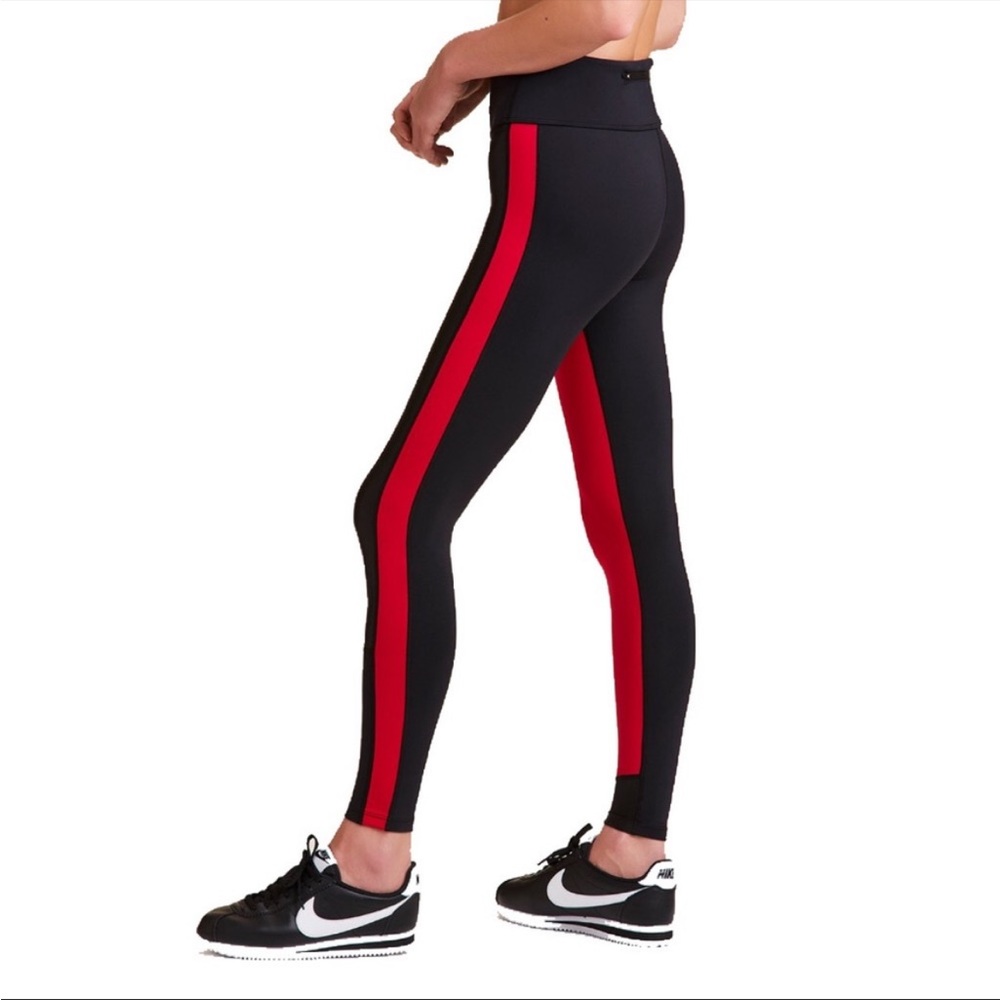 Alala Patchwork Tight - Size Small- Black/Crimson - image 3